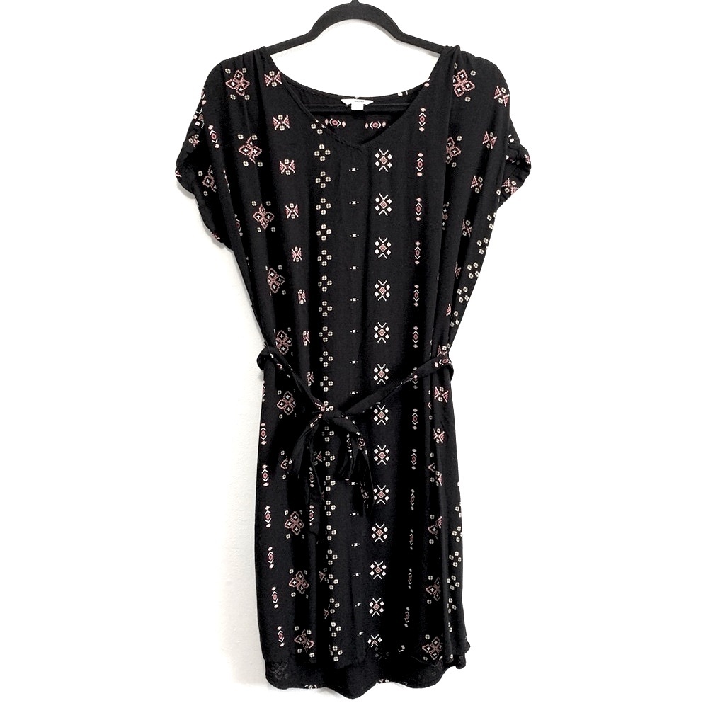 Sonoma Aztec Print V-Neck Belted Mini Dress